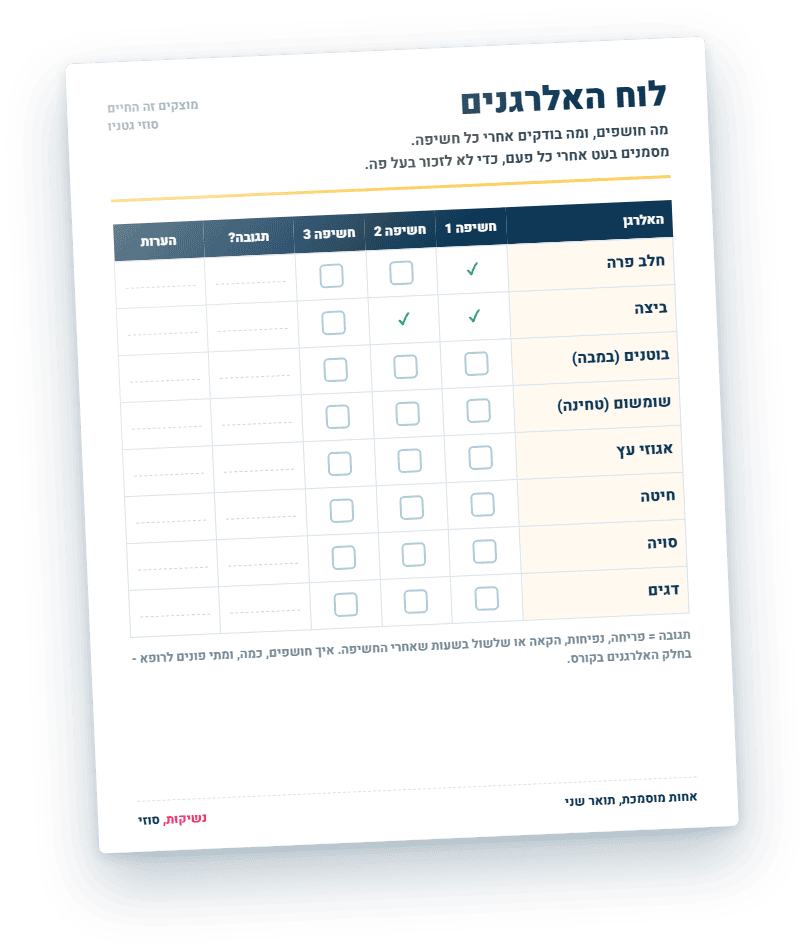 לוח האלרגנים